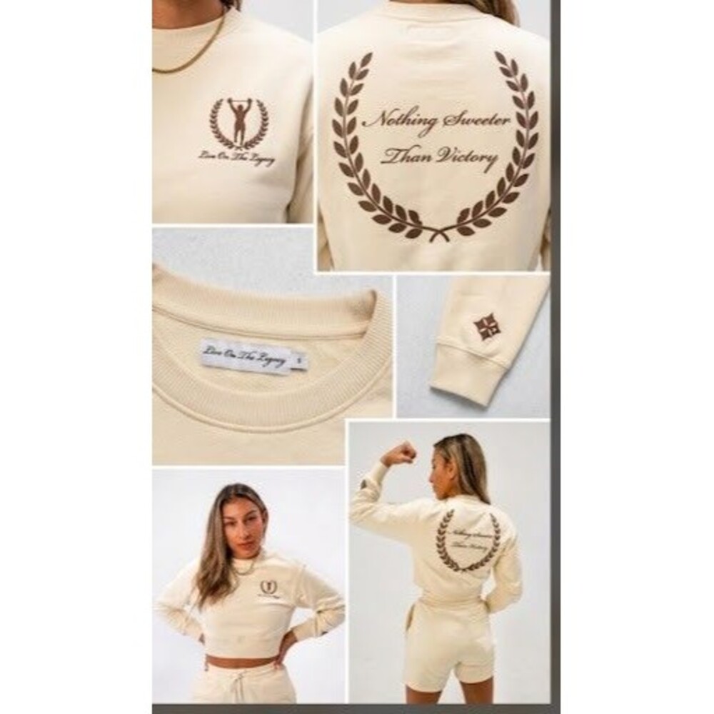 LOTL Live On The Legacy Victory Crop Sweatshirt Top Women's Size S Cream EUC